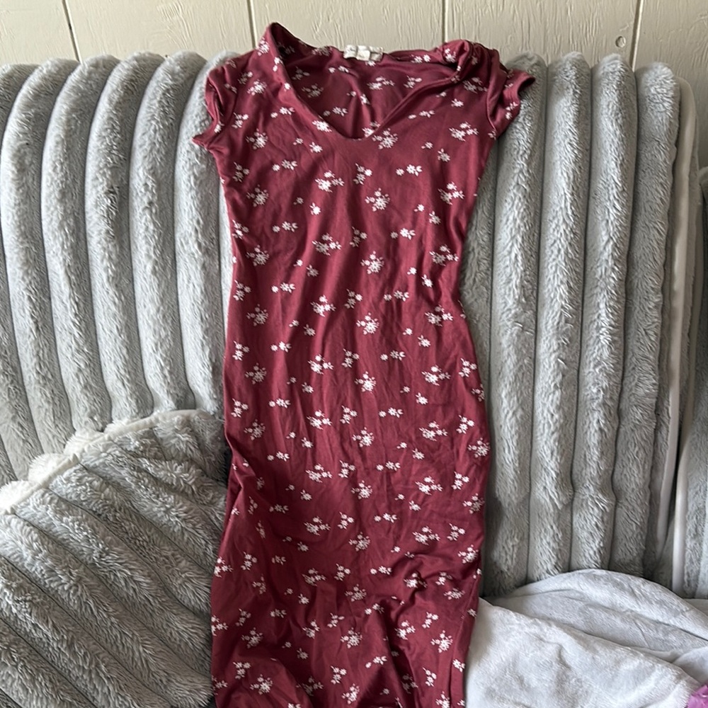 Floral Burgundy Dress